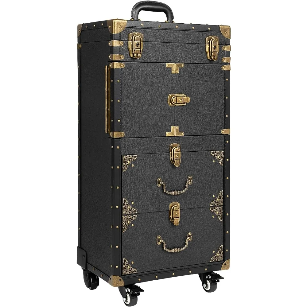 

Luggage, Rolling Lockable Makeup Train Case, Hairdressing Trolley Stylist Beauty Salon Cosmetic Luggage Travel Orga