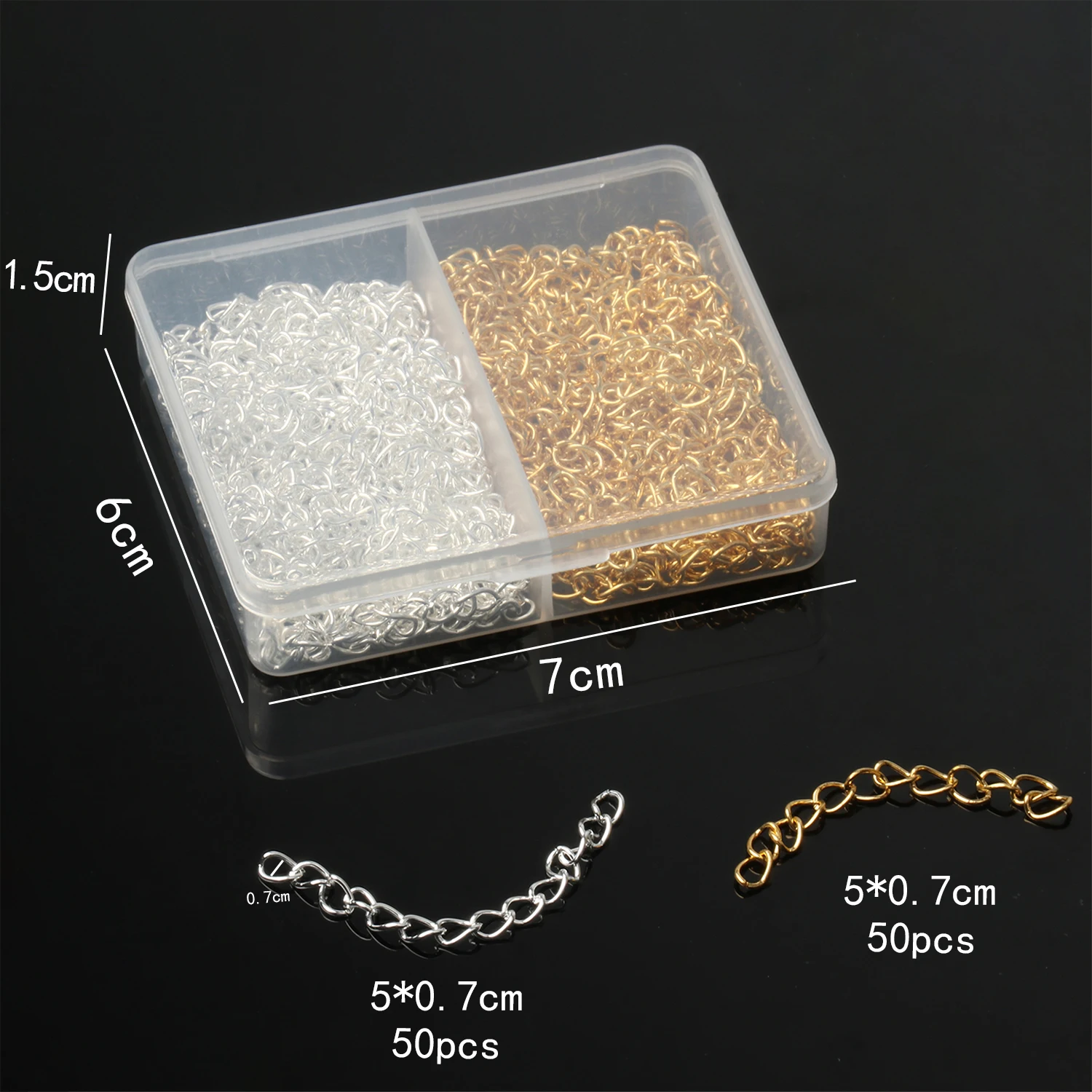 1box Gold Color Silver Color 5cm Extender Chain Accessories Box Kits for Jewelry Making Diy Fixed Connectors Findings