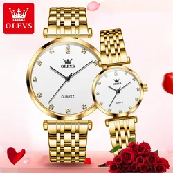 OLEVS 5596 Top Brand Diamond Quartz Couple Watch Luxury Waterproof Watch For Men Women Stainless Steel Original Wristwatch 2024