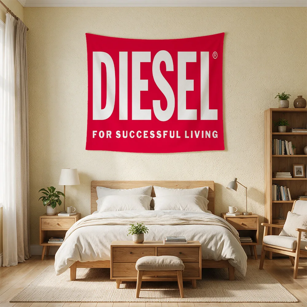 Large Diesel For Successful Living Wall Hanging Tapestry Red Typography Home Decor Poster Art
