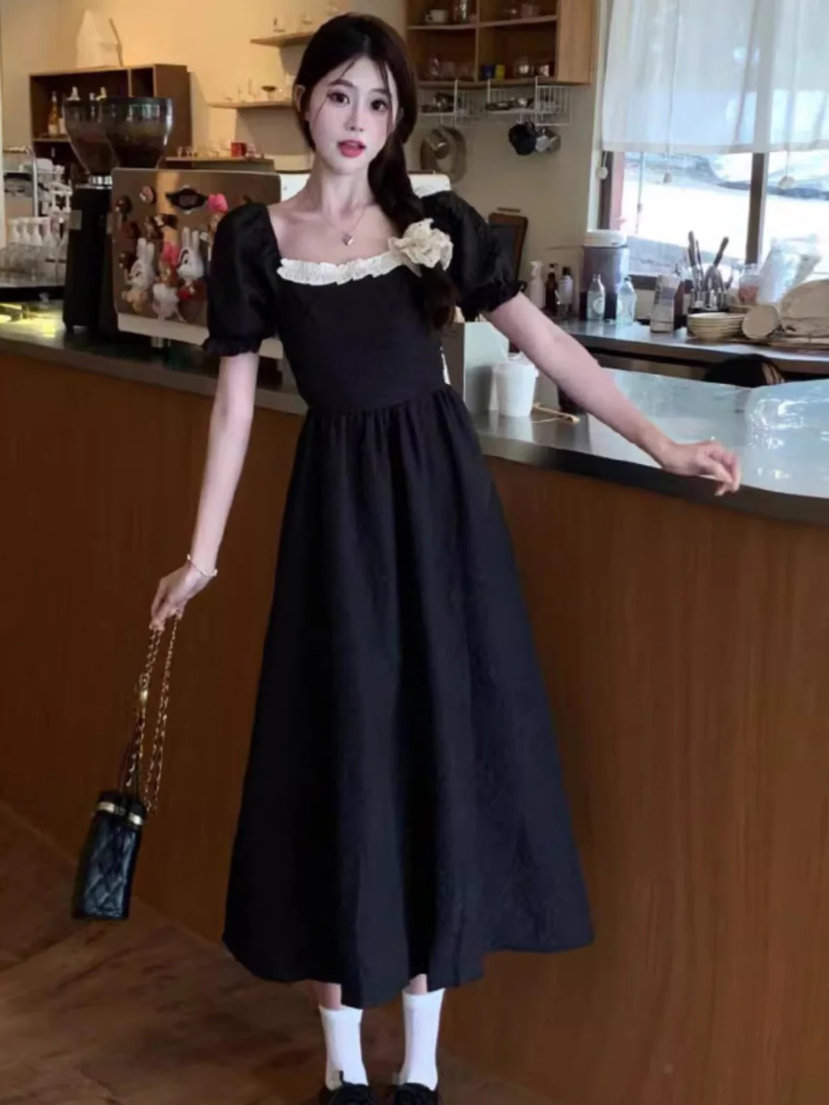 

plus Size Summer Dr Women's High Waist A-Line Long Skirt Knot Doll Sle Conceal Meat Anti-Aging Dr Commute S...