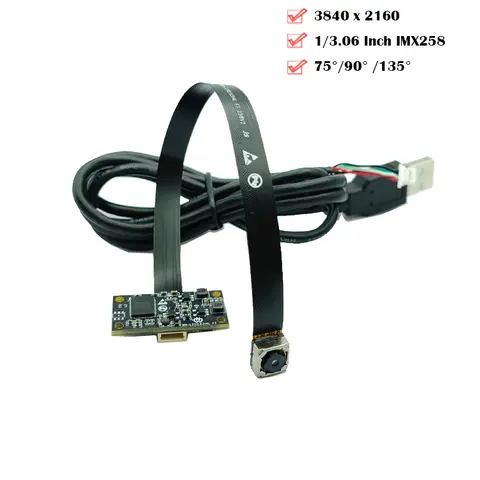 IMX258 4K 12MP HD 카메라 모듈, 자동 초점, 75 도, 90/135 도 UVC 호환, 플러그 앤 플레이, 산업 응용