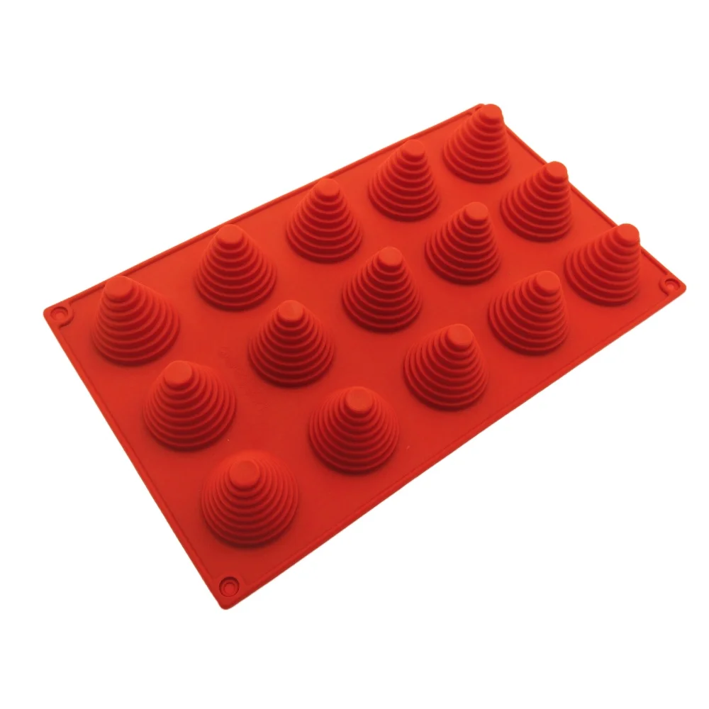 New Arrival 15 Hole Conical Thread Shape Silicone Cake Mold DIY Mousse Cake Baking Utensils Spiral French Chocolate Cake Molds