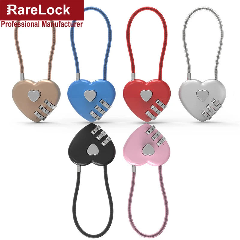 Heart Combination Padlock for Bag Cabinet Box 3 Code Password Lock Rarelock ZS30 I