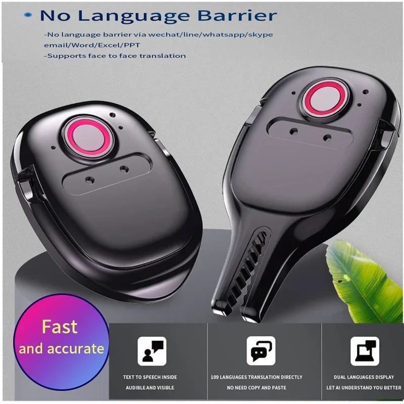 

AI Smart Talkie Multi Language Simultaneous Mini Voice Translator Device Voice toText Real-time Chat Bluetooth Online Translator