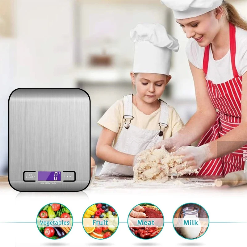 5kg/1g 10kg/1g Electronic Digital Kitchen Scale Food Weighing Scale With Stainless Steel Platform