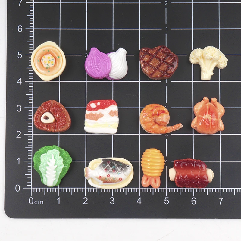 30/300 قطعة شريحة لحم البقر الصغيرة اللطيفة ، أضلاع لحم الخنزير والأسماك والروبيان الغذاء مسمار الفن الراتنج السحر Craft بها بنفسك الحرفية لمسمار زخارف ثلاثية الأبعاد #6