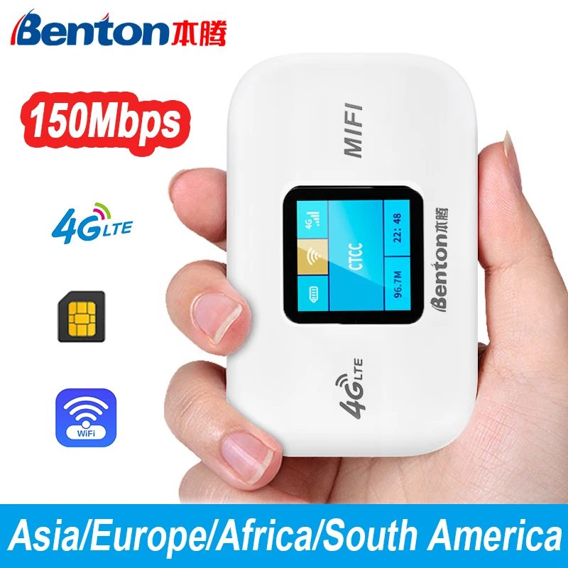 Benton Unlock 4G SIM WiFi Router Portable WiFi Hotspot 150Mbps Outdoor Mobile Router 3G 4G Modem with SIM Card Slot