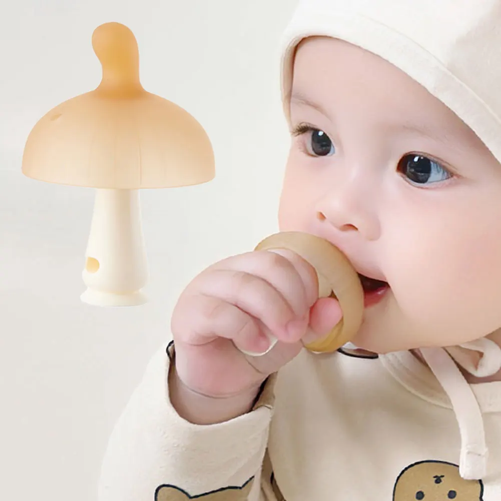 

Детский прорезыватель для новорожденных, силиконовая игрушка-гриб для прорезывания зубов с футляром, облегчение прорезывания зубов для младенцев, подарок для прорезывания зубов, жевательная игрушка для младенцев