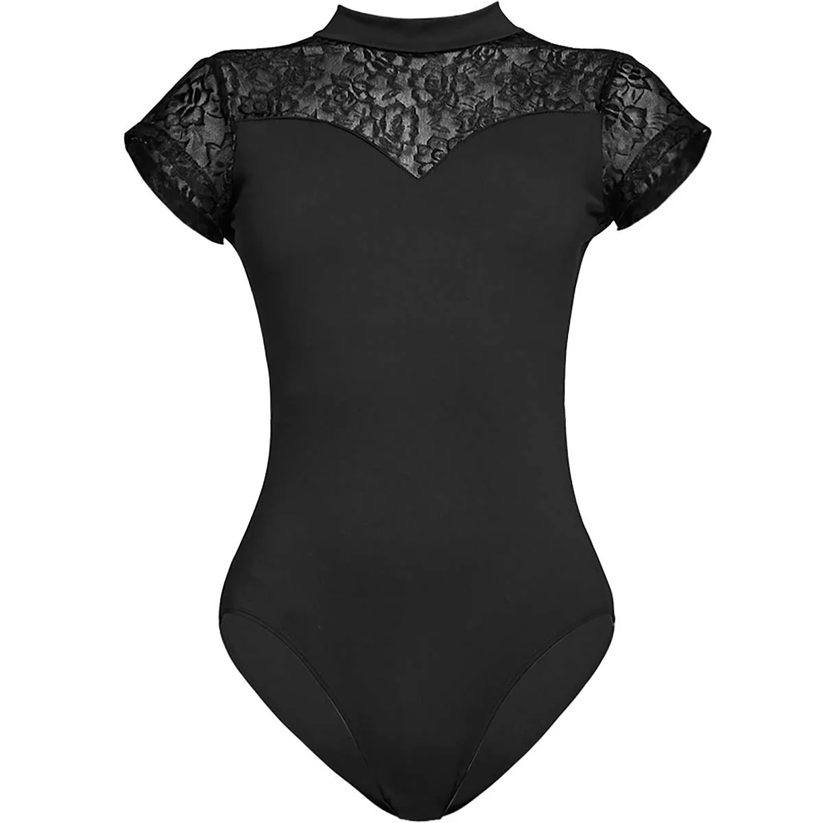 Dance Gymnastics Black-Lace Short-Sleeve Women Ballet Leotards