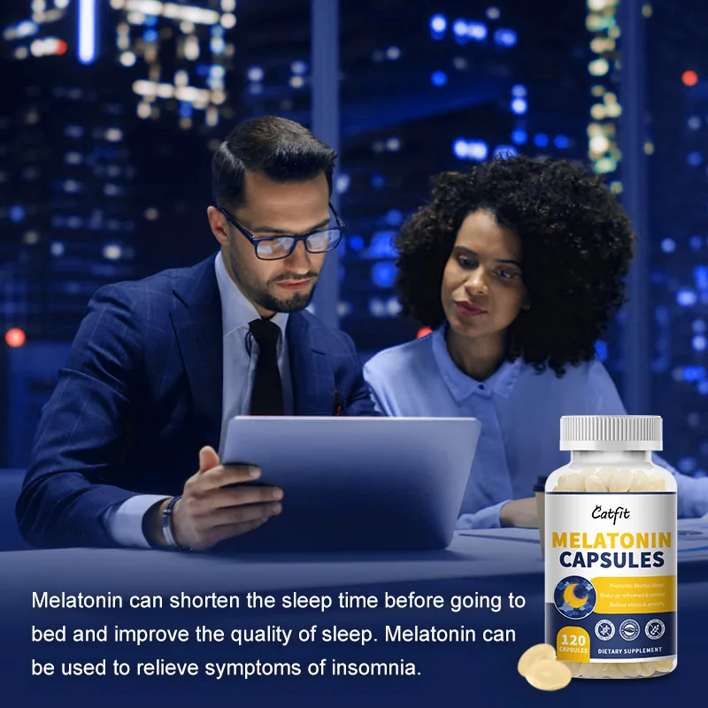 Catfit Melatonin Capsules 10mg Vitamin B6 Omaga 3 6 9 Restful Sleep Stress&Anxiety Relief Fall Deep Sleep Insomnia Sleep Quality