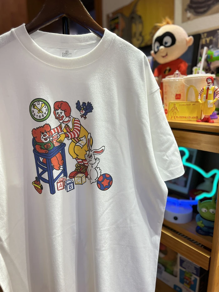 Vintage Workwear Style Round Neck T-Shirt Lazy BF Trend Cotton Cartoon Print Fit Men's Clothing Women's Summer T Shirt