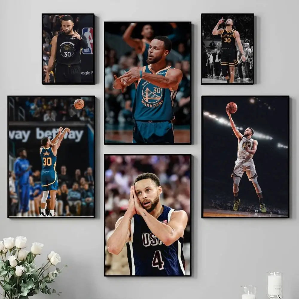 Athlete S-Stephen C-Curry  Poster Self-adhesive Art Waterproof Paper Sticker Coffee House Bar Room Wall Decor