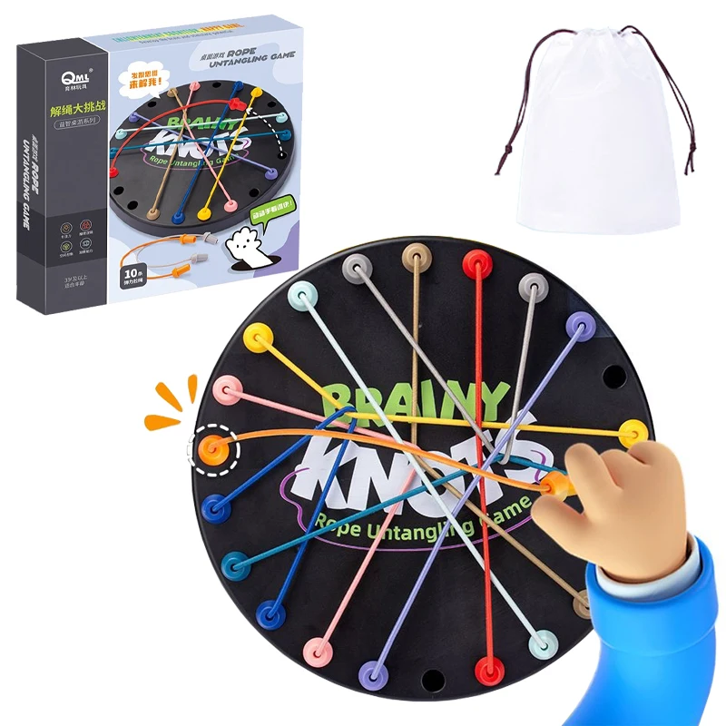 Kid Rope Knots Sensorisches soziales Brettspiel Logisches Denken Herausforderung Colore Twisted Connected Line Brain Strategie Lustiges Tischspiel