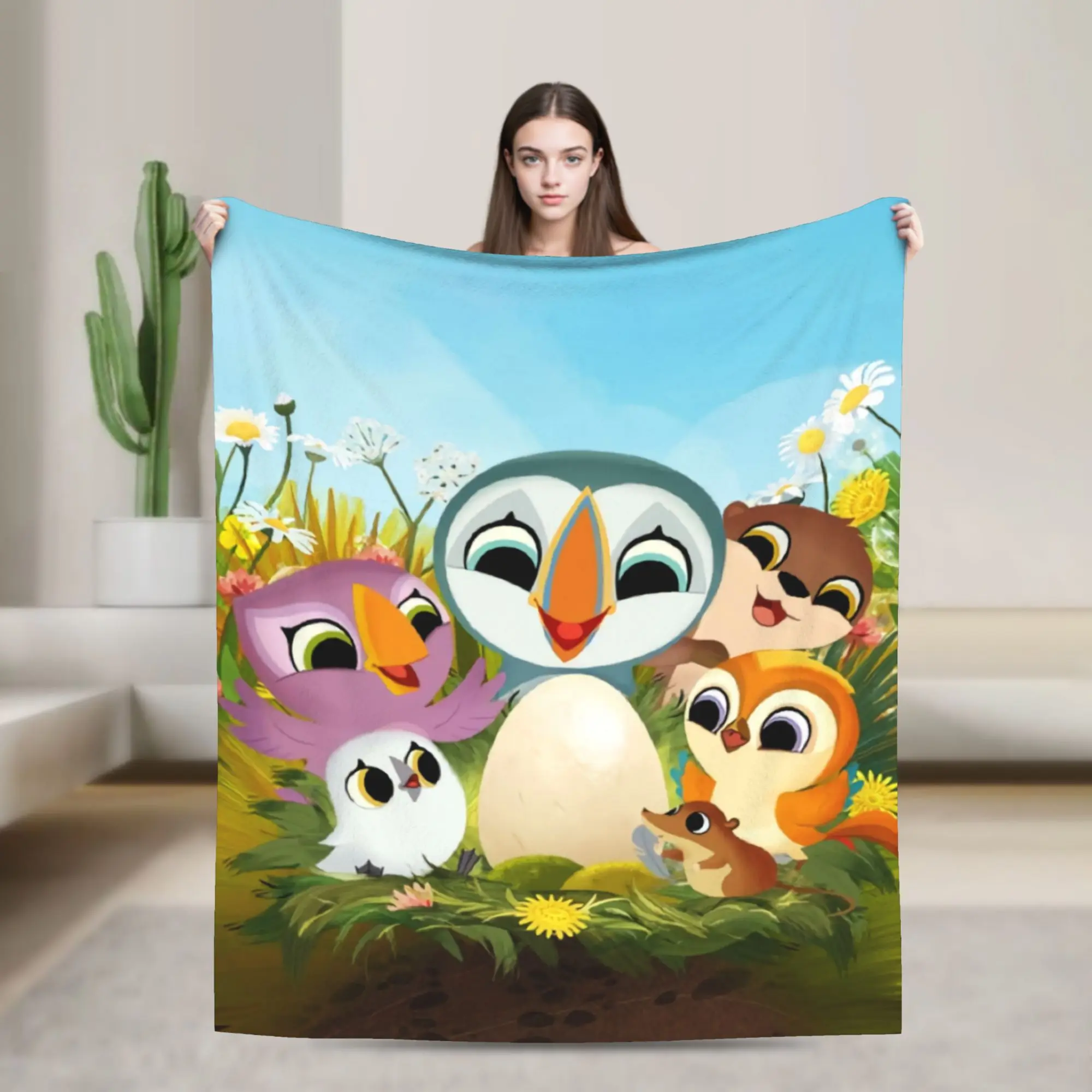 Puffin Rock and the New Friends Super Soft Blanket  Airplane Travel Plush Throw Blanket Flannel Bedspread Sofa Bed Cover