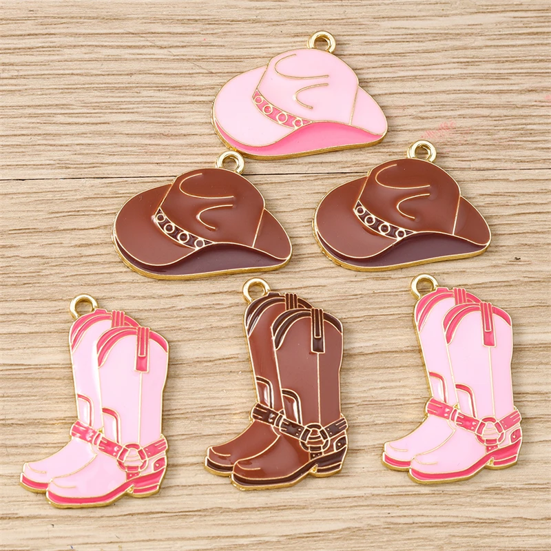 10 Stück niedliche Emaille-Hut-Stiefel-Charms-Anhänger für die Schmuckherstellung, Tropfen-Ohrringe, Halsketten, Armbänder, Zubehör, DIY-Bastelbedarf – Detail 7