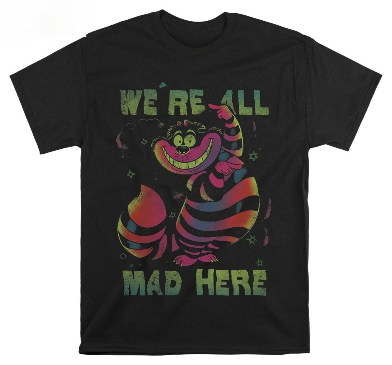 

100% Cotton Cheshire Cat Tee Retro “We’re All Mad Here” Graphic Print Iconic Wonderland Design Must - Have for Fans Tee S-4XL