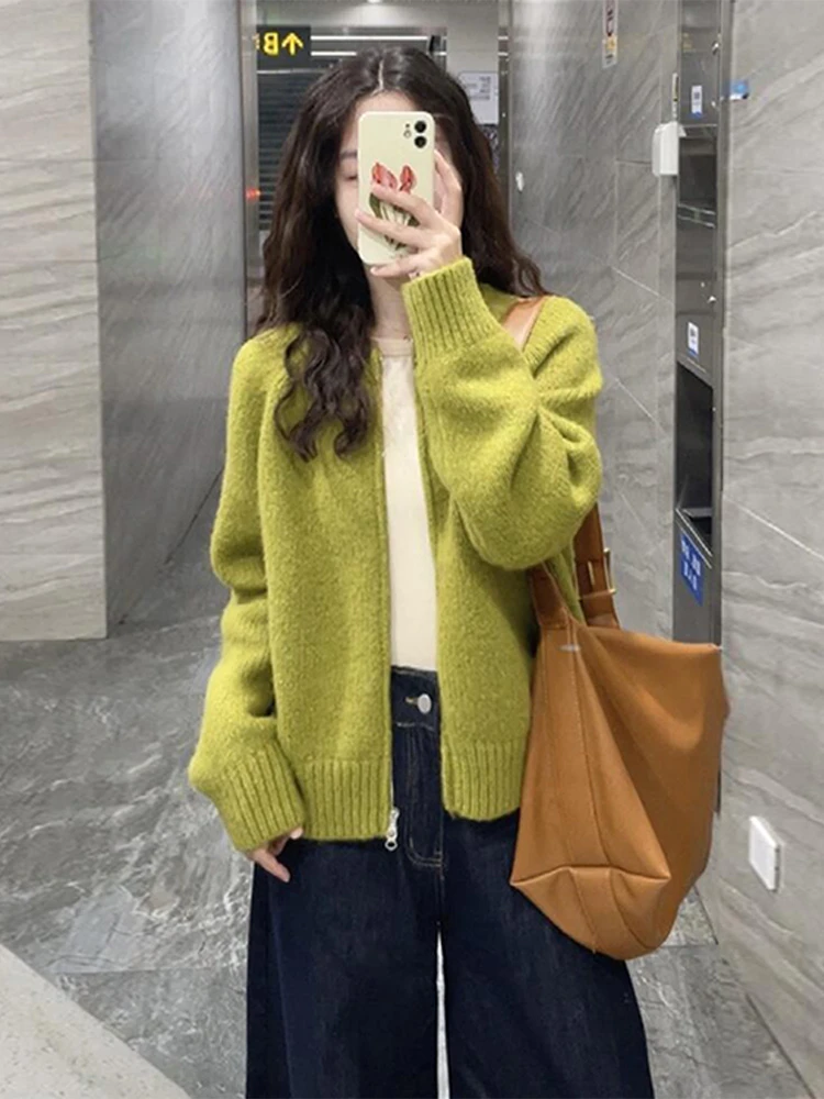 

Зеленый свитер, женский кашемировый свитер на осень и зиму, новый вязаный кардиган, продвинутый смысл, чтобы носить пальто.
