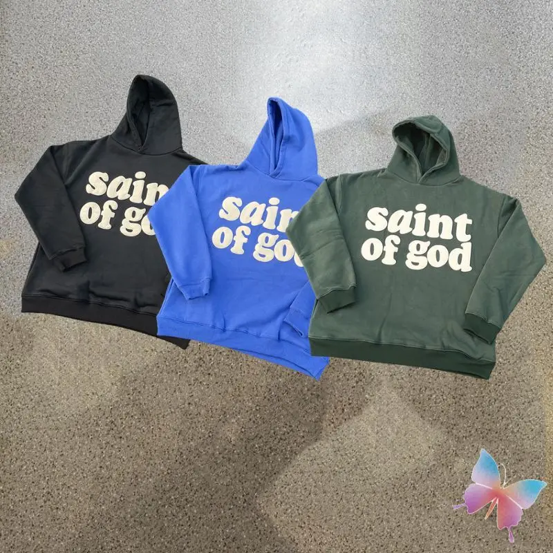 

SAINT MICHAEL Hoodies High Quality Saint of God Foam Letter Printed Cotton Fleece Casual Oversized Men Women Hooded Sweatshirts