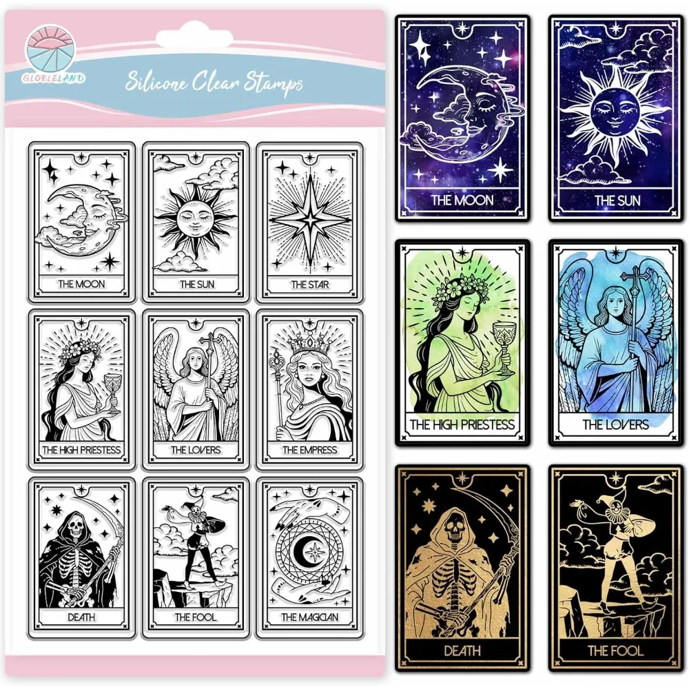 Divination-Karten Klare Stempel für Kartenherstellung Magische Tarotkarten Silikon-Klarsichtstempel Transparenter Stempel für DIY