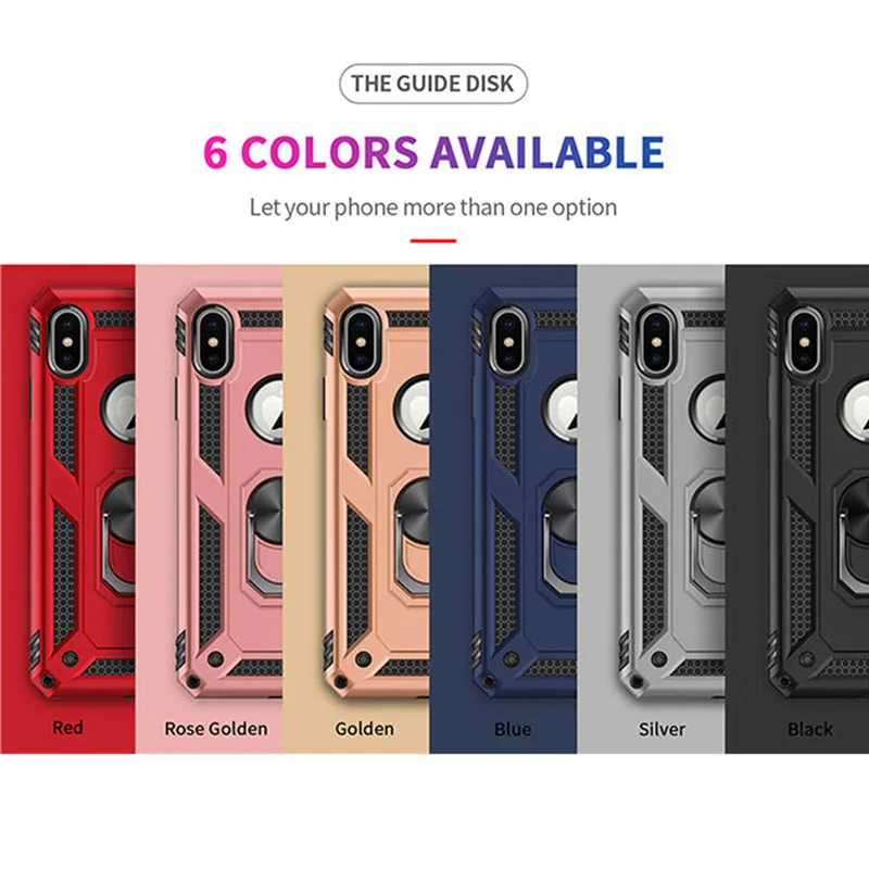 Shockproof Armor Holder Case For iPhone X XS Max XR 7 6 Cases Magnetic Ring Phone Cover For iPhone 6 6s 7 8 Plus Holder Case image 6