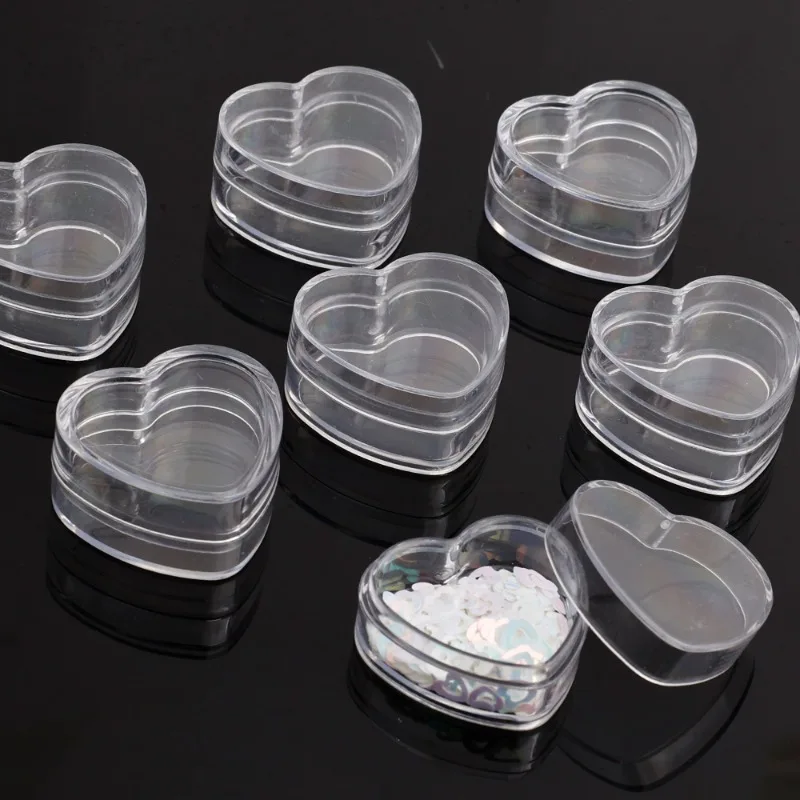 Mini Plastic Storage Box Transparent Heart Earrings Jewelry Storage Case Flower Shape Boxes Small Jewelry Organizer Packaging