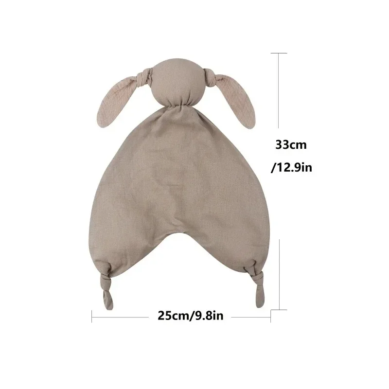 Pure Cotton Baby Towel Long Ear Stuffed Rabbit Doll Newborn Appease Cuddling Towel Soft Muslin Baby Bib Facecloth for Xmas Gift