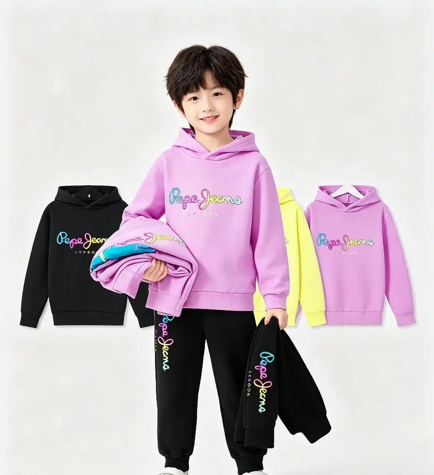 New Children's Sports Outfit Set - Brand Clothing, Featuring a Hooded Top and Pants, Suitable for Boys and Girls Aged 3 to 13