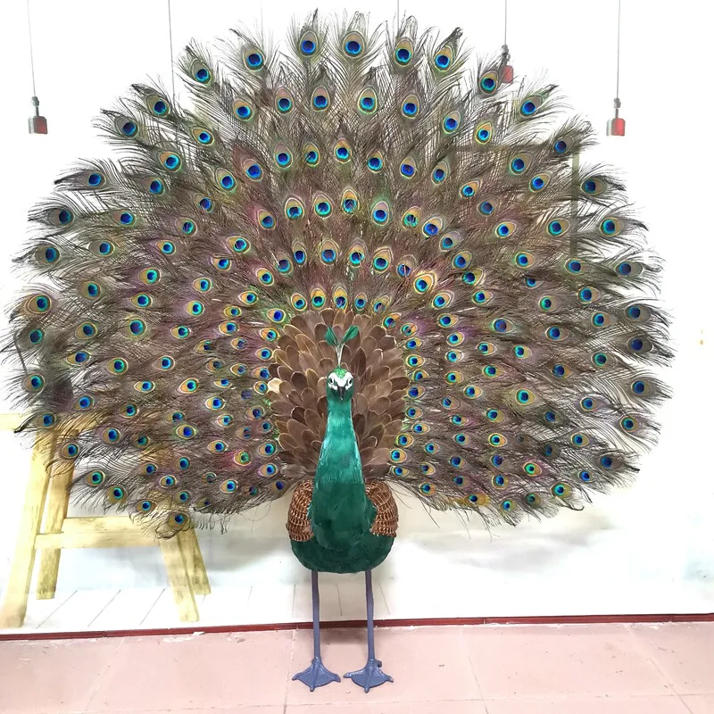 huge simulation Peacock Model Realistic Colorful Foam & Real Feather Beautiful big tail peacock about 150cm