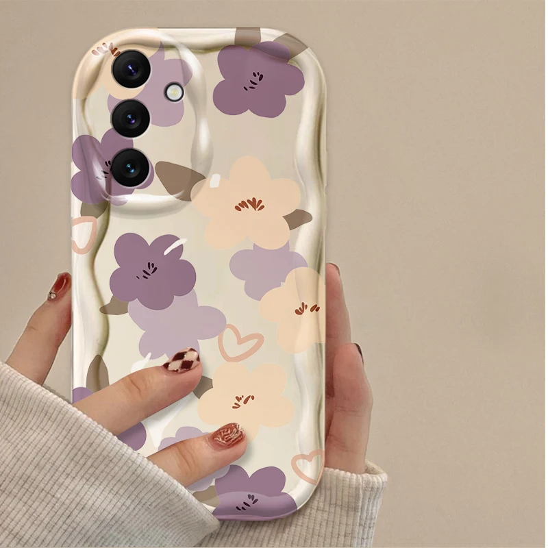 Flower Love Wave Case For Samsung Galaxy A54 A34 A24 A14 A13 A53 A33 A73 A23 A52 A52S A32 A22 A12 A51 A71 Soft Silicone Cover