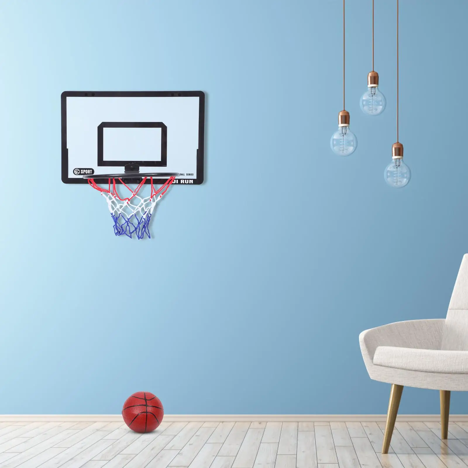 미니 농구대 1세트, 실내 문걸이 스포츠 게임 장비, 튼튼한 프레임, 만화 디자인, 내구성 좋은 농구 장난감, 간편 설치