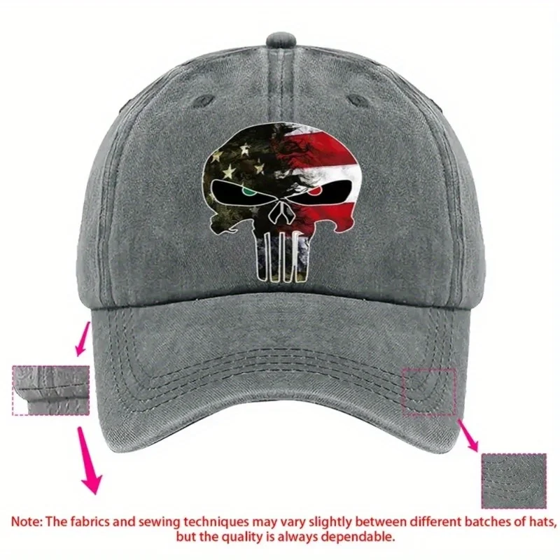 ヴィンテージウォッシュベースボールキャップお父さん帽子アメリカ国旗スカルパニッシャーグラフィック (星、調節可能なストラップ軽量愛国ユニ)