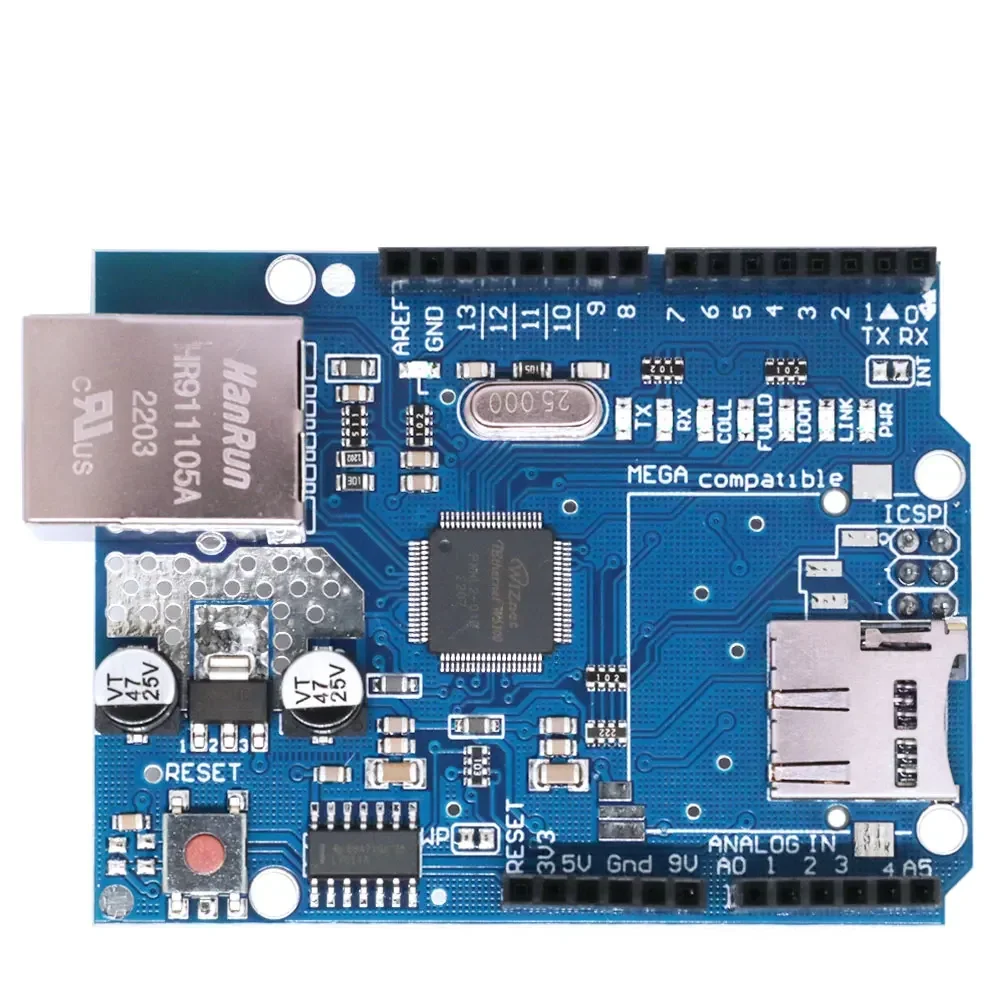 Arduino W5100 Ethernet Shield – UNO R3 & Mega 2560/1280 Network Development Board with R3 Compatibility
