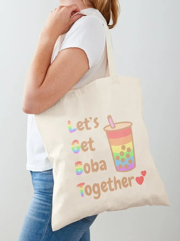 

LGBT Let's Get Boba Together Tote Bag tote bag canvas woman shopping bag shopper bags Fabric