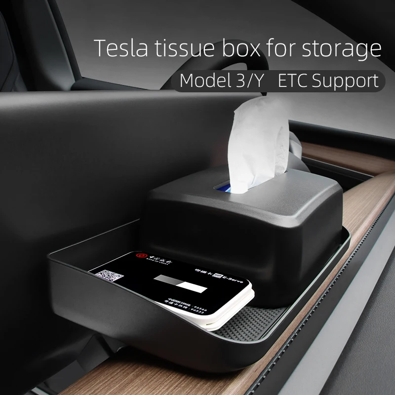 Center Screen Console Paper Napkin Box Behind Screen Tissue Storage Box For Tesla Model 3/Y