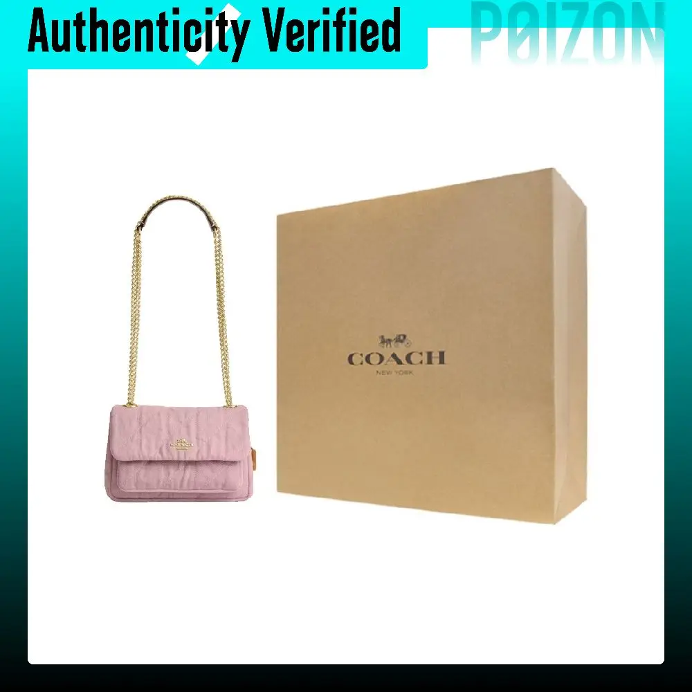 COACH Denim With Leather Shoulder Bag Crossbody Bags Women's Light Pink CEU17-IMNH1