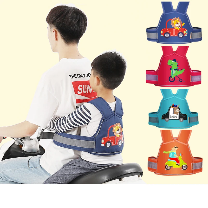 Motorcycle Passenger Kids Safety Harness Breathable Rear Seats Strap Harness Child Carrier Harness with Visibility Reflective