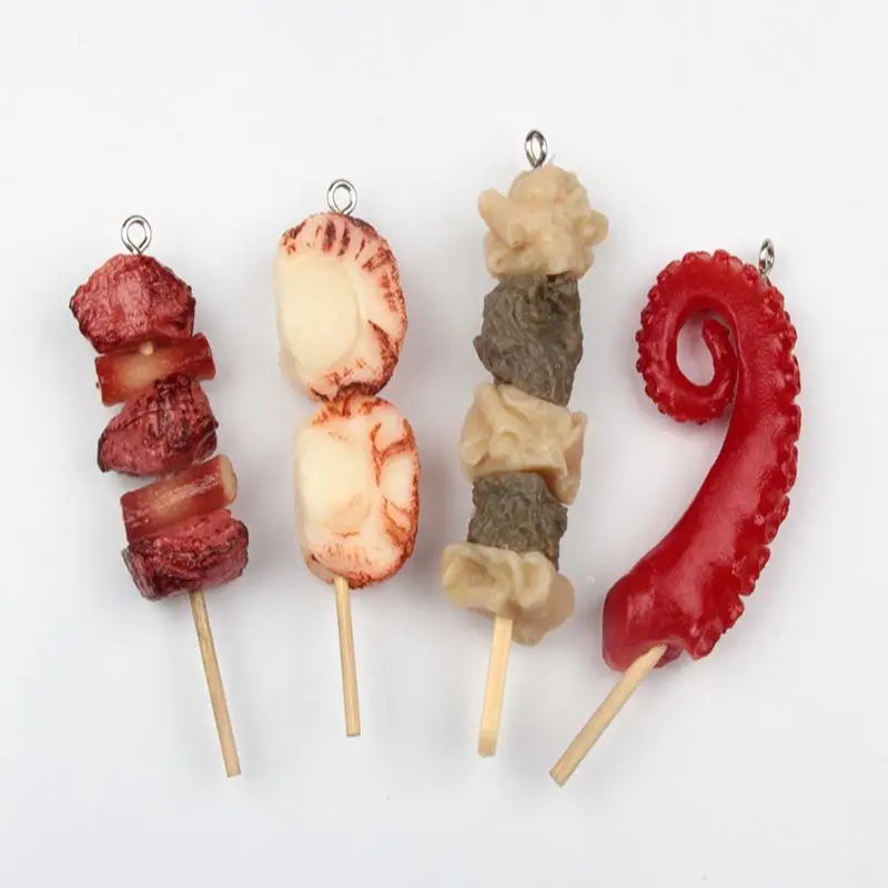 Tintenfisch-Spieß PVC-Tür-Autoschlüsselanhänger, gefälschter Lebensmittel-Schlüsselanhänger, Simulations-BBQ-Schlüsselanhänger, Damenmode-Schmuck, koreanischer Stil, Taschenanhänger – Detail 11