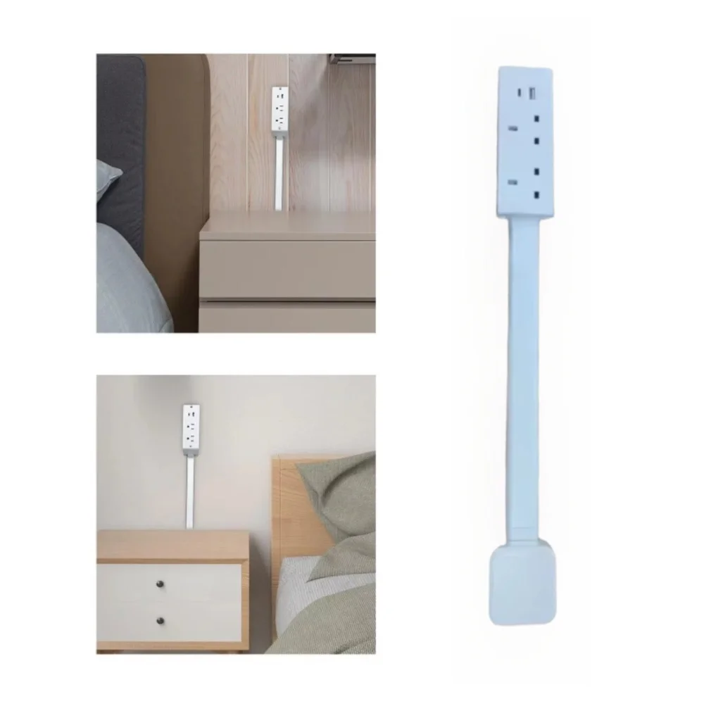 Rotates 180° Electrical Outlet Extender White Punch-free Flat Plug Power Strip Adjustable Length Power Socket Expander