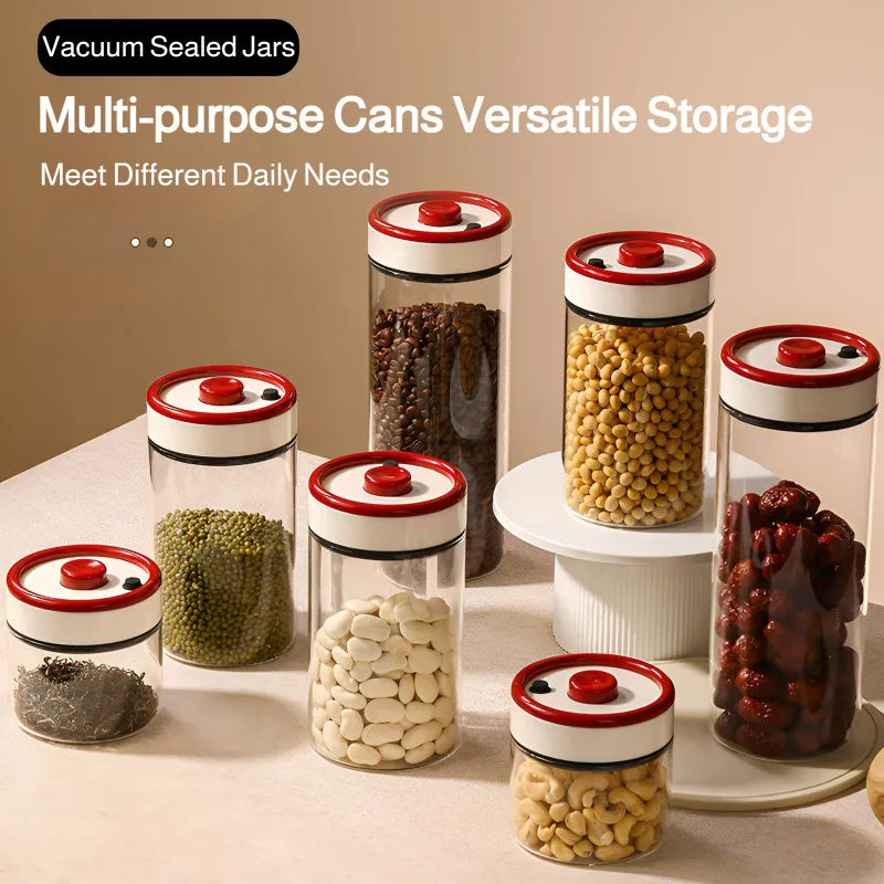 Vacuum Sealing Jar Food Grade Glass Negative Pressure Airtight for Coffee Beans Tea Powder Storage