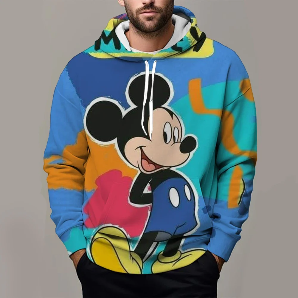 بلوزات الخريف والشتاء بأكمام طويلة على طراز الهيب هوب ملابس رياضية للرجال والنساء بأنماط كرتونية ديزني