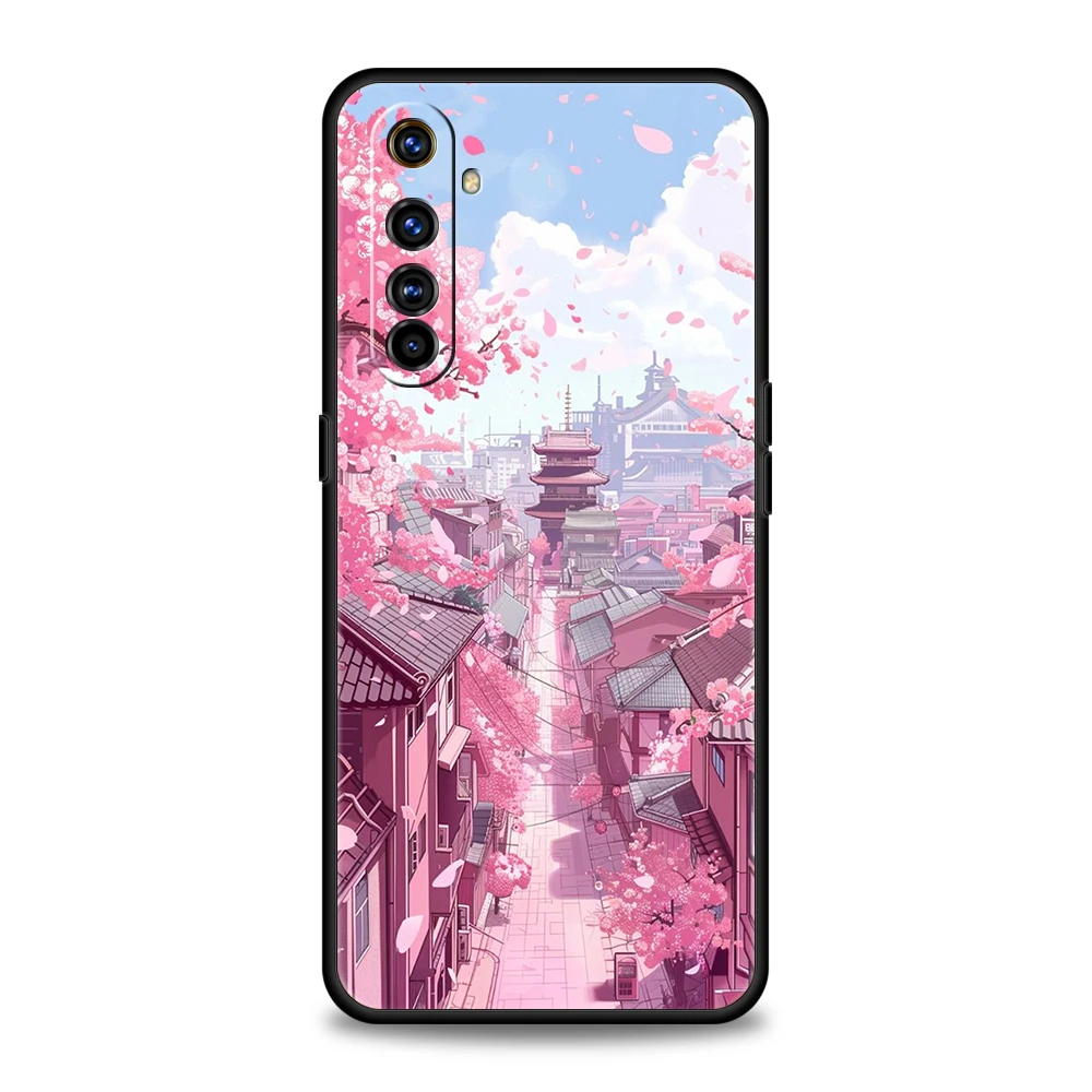 Pink Spring Cherry Blossoms Phone Case for Oppo A17 A12 A57 A74 A16 Find X5 X6 A52 A53 A54 A15 Reno 6 Z 7 Pro 5G Silicone Shell