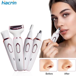 Hair Removal 4 in 1 Painless Epilator for Women Electric Razor Trimmer for Women Eyebrow Nose Ear Face Body for Armpit Bikini