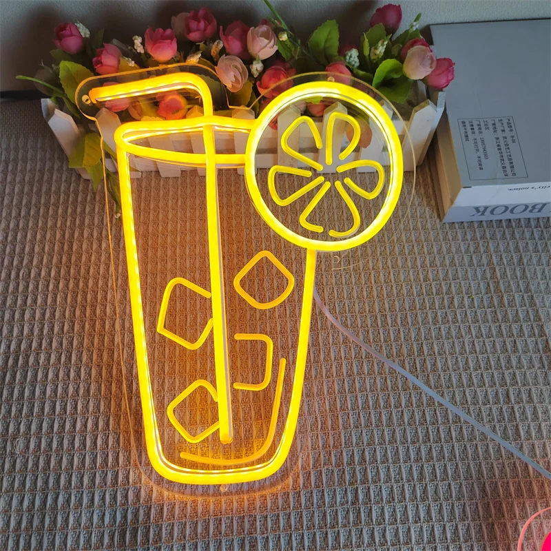 French Fries Coffee Neon Signs for Wall Lemon Tea Neon Light Restaurant Bar Pub Saloon Snack Doorway Signboard Decoration