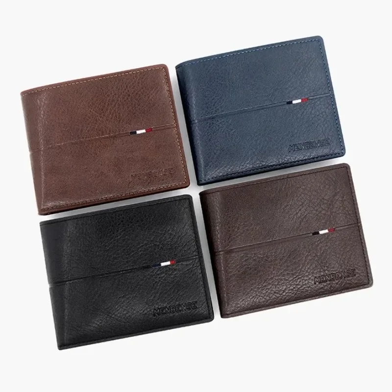 Короткие мужские кошельки, тонкий держатель для кредитных карт, RFID-блокировка, водонепроницаемый кожаный кошелек, классический карман для монет, черный мужской кошелек, кошельки