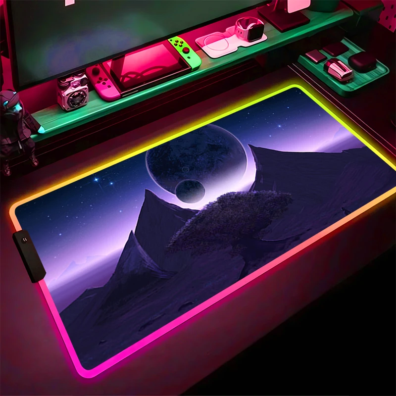 

RGB LED Mouse Pad Rubber HD Mousepad Computer Gaming Accessories Keyboard Pad Office Decoracion Desk Natural Landscape Mouse Mat