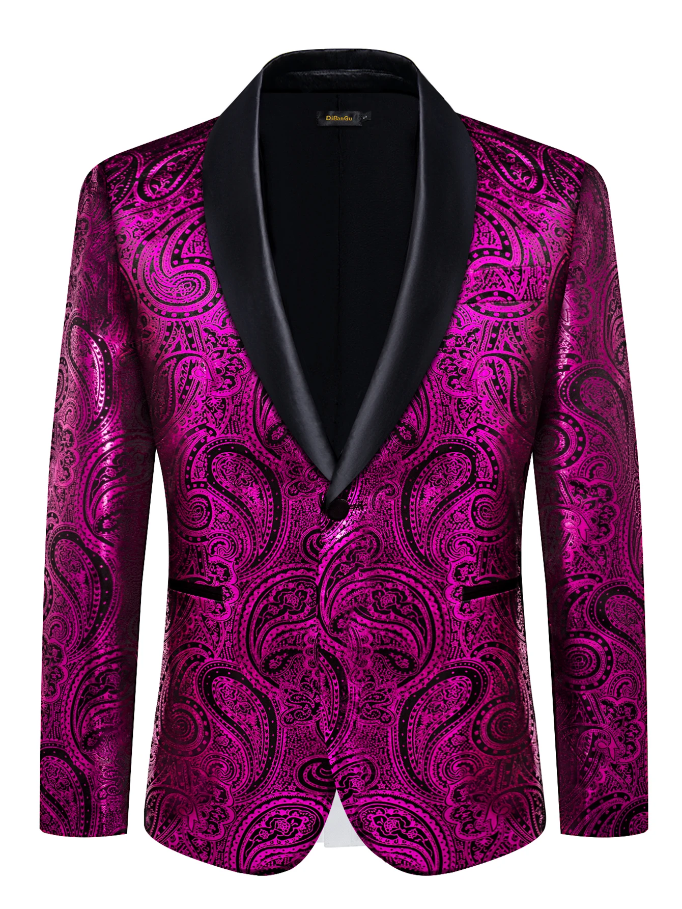 

Men's Fuchsia Paisley Tuxedo Jacket Single Button Shawl Lapel Blazer for Men Formal Wedding Banquet Prom Party Stage Wear