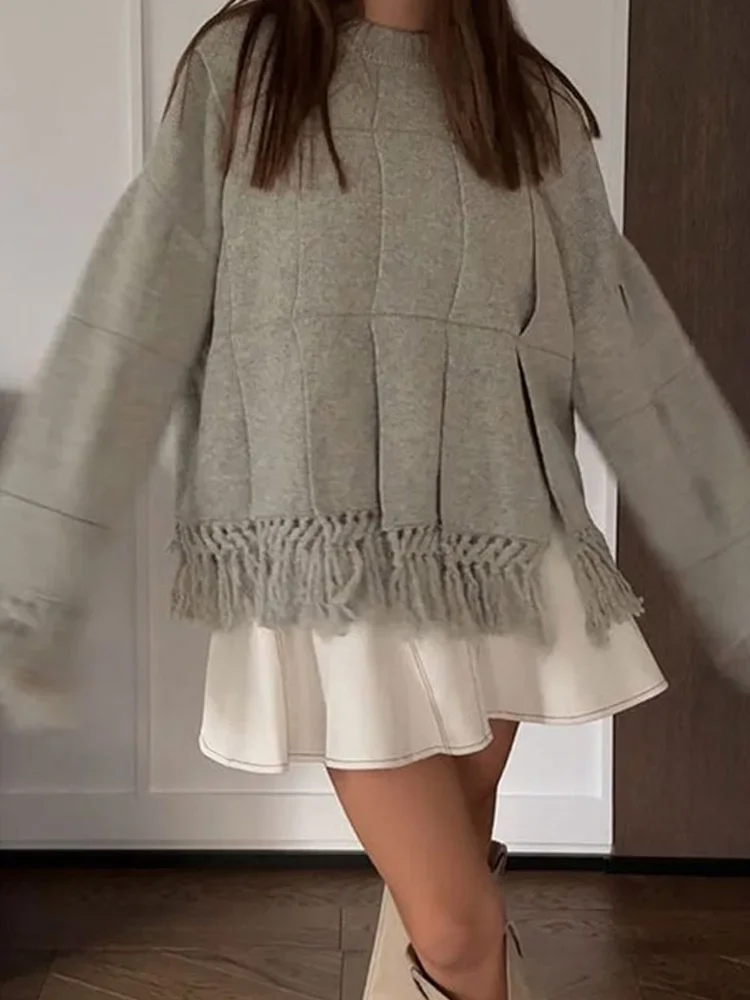 

2024 New Autumn Winter Casual Sweaters for Women Fashion Vintage Streetwear Jumpers Solid Loose Long Sleeve O Neck Pullovers