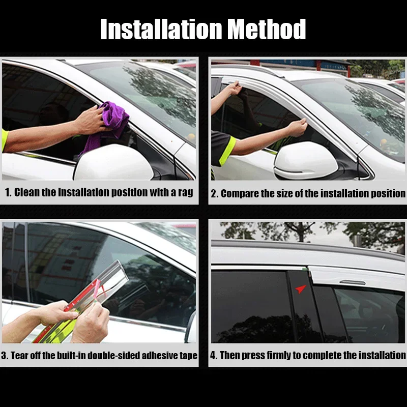 

Car Window Deflector Rain Cover 4Pcs/Set Paste-Mounted Sunshield Window Rain Shields Fit For Toyota Tundra CrewMax 2021 2022