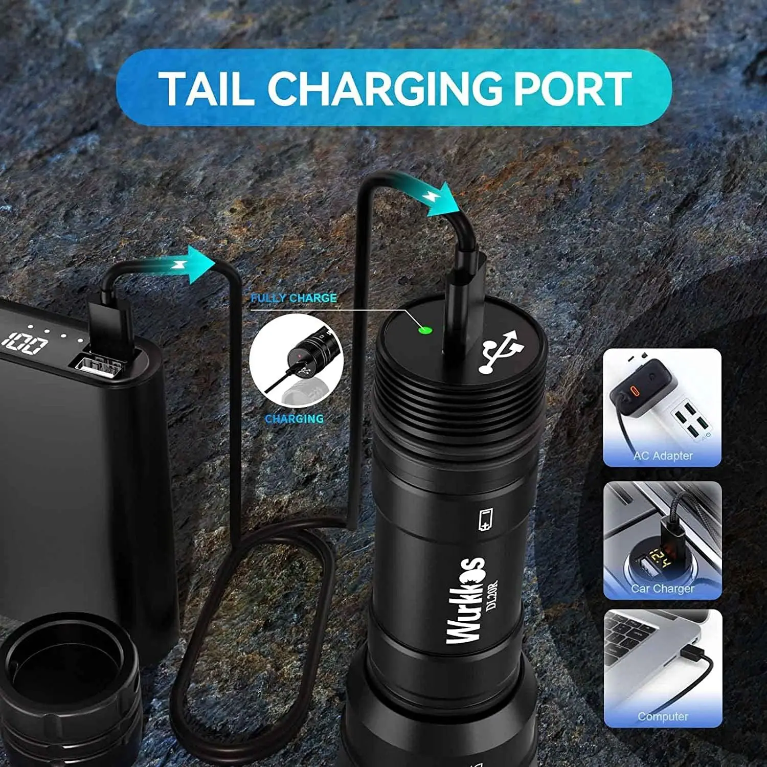 Wurkkos DL20R USB C Rechargeable Diving Light Powerful 3200lm XHP50.2 18650 Flashlight with Magnetic Control Switch